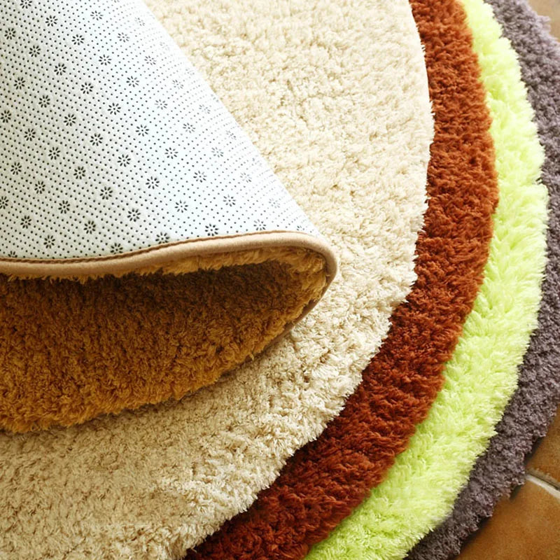 Tapis rond poils long