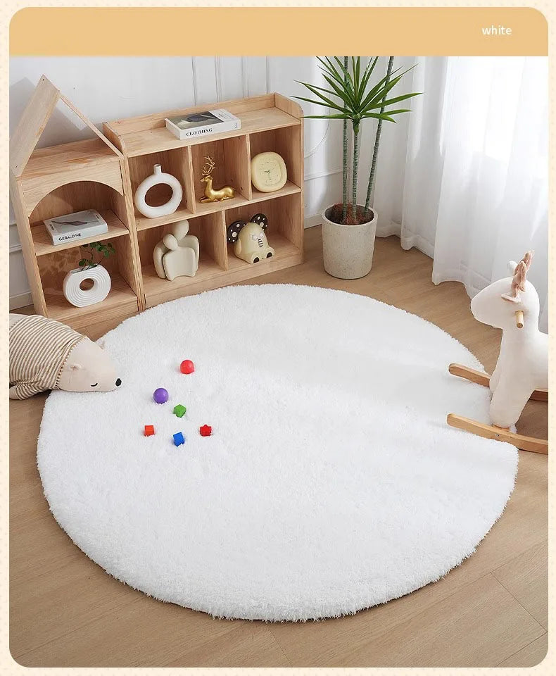 Tapis rond poils long